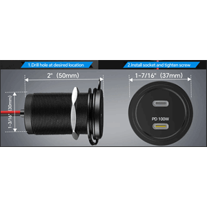 120W 12V USB C Socket 100W PD & 20W PD